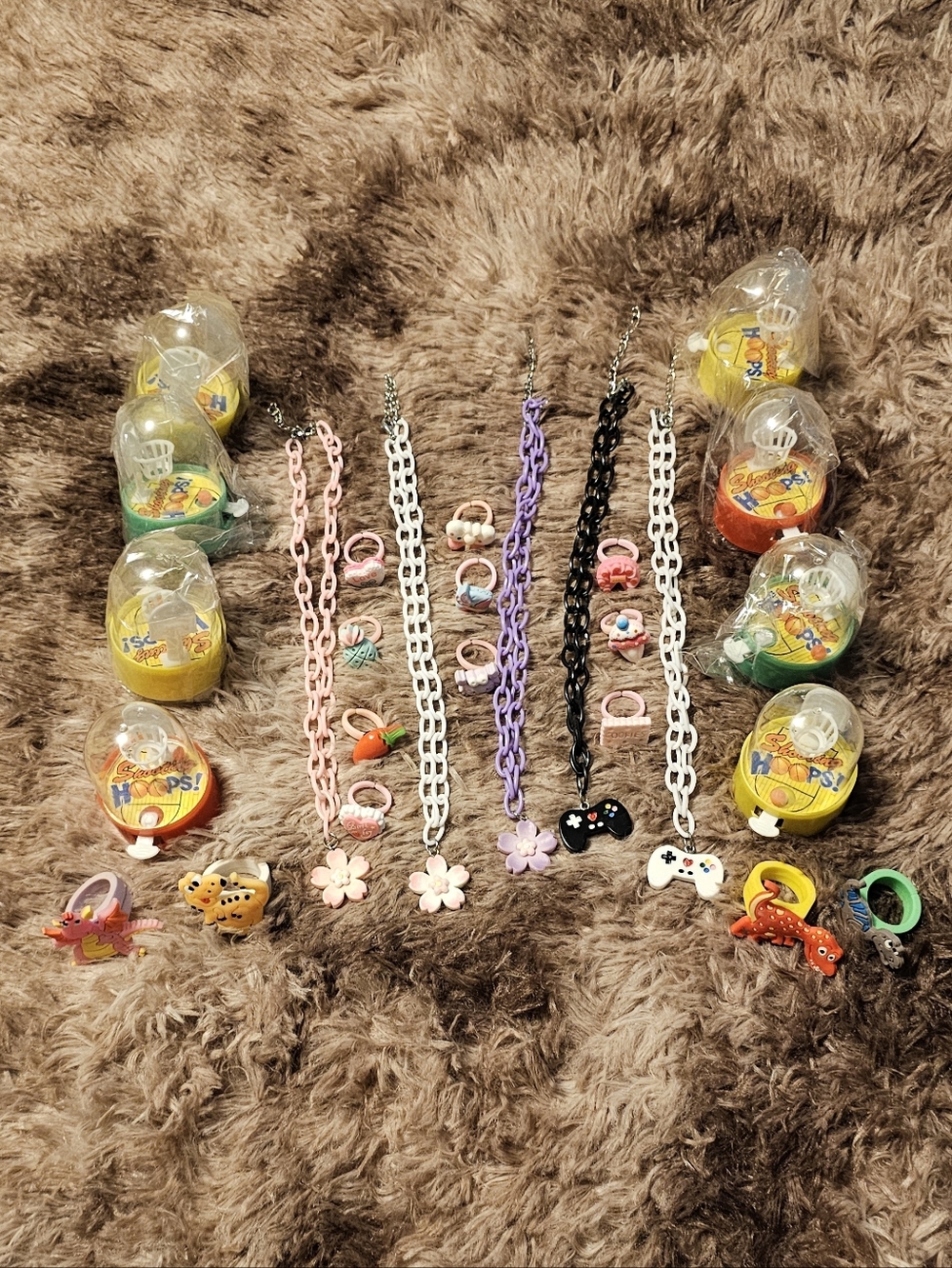 Assorted Cute Rings & Chain/Necklaces And Basketball Hand Toys Favors 27 Items